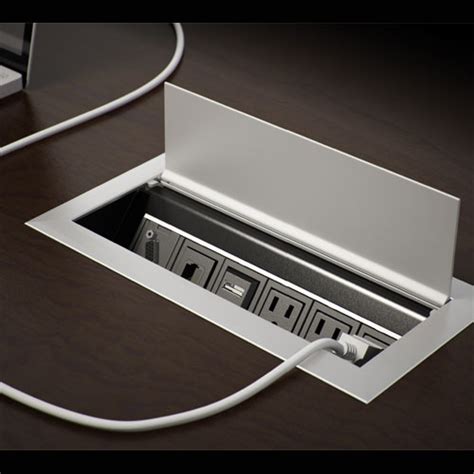 built in desk power and data junction box|Ellora Recessed Power & Data Desk Outlet.